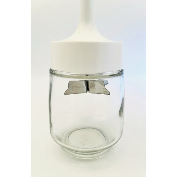 Retro Gemco Manual Food Chopper White Plunger Glass Jar Stainless Steel Blade - Picture 3 of 10